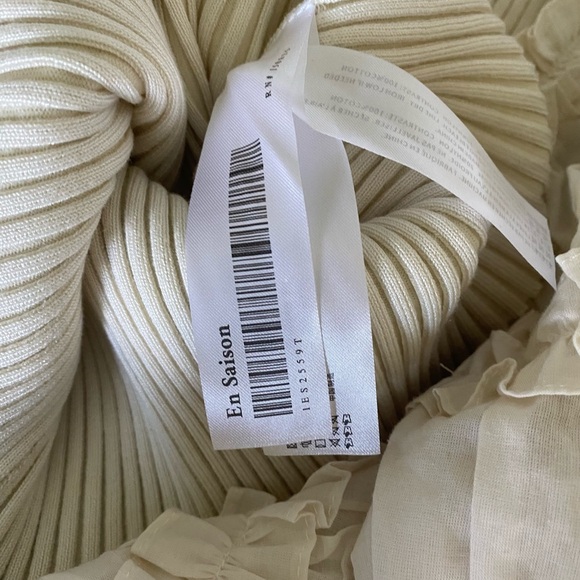 En Saison Lucille Mixed Media Ruffle Poplin Sleeve Blouse - Picture 10 of 16